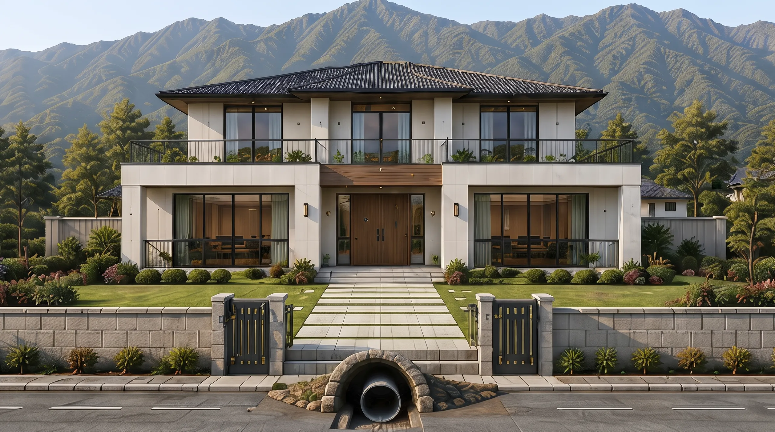A home and the features around it