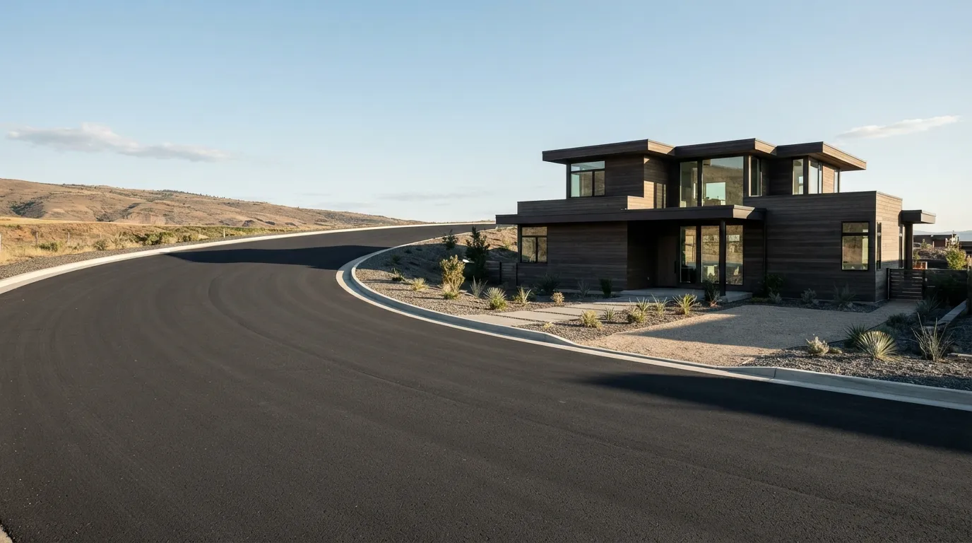 A road curving away from a property